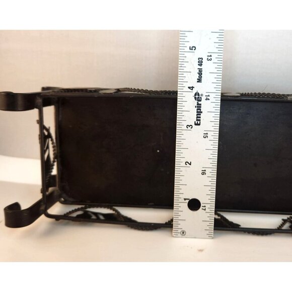 Vintage Tray Leaf & Vine Heavy Black Metal Candle Holder Centerpiece Table Decor - Picture 6 of 7